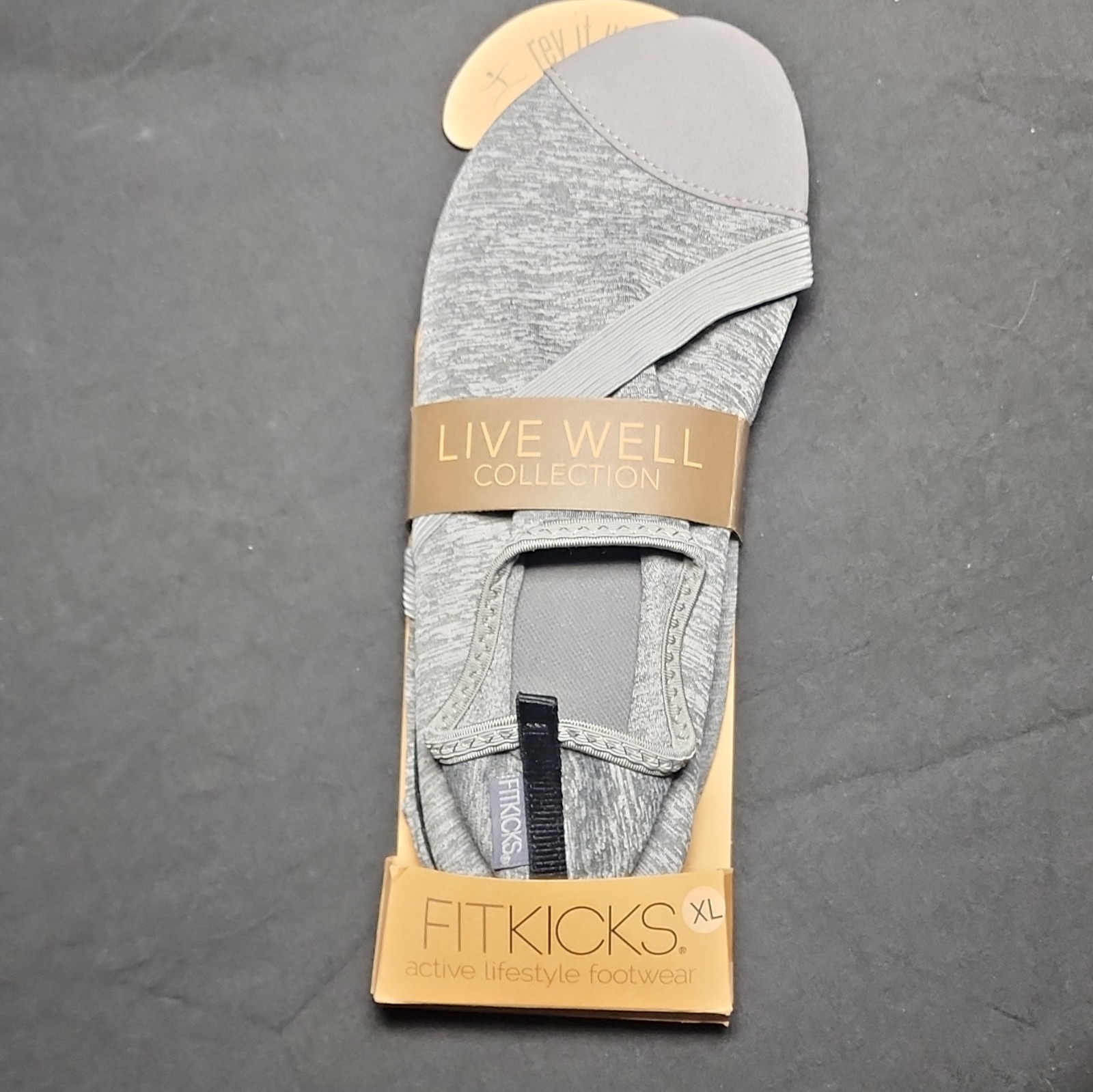 FitKicks Live Well Collection Gray Slip-On Fabric Sneaker Breathable Lightweight