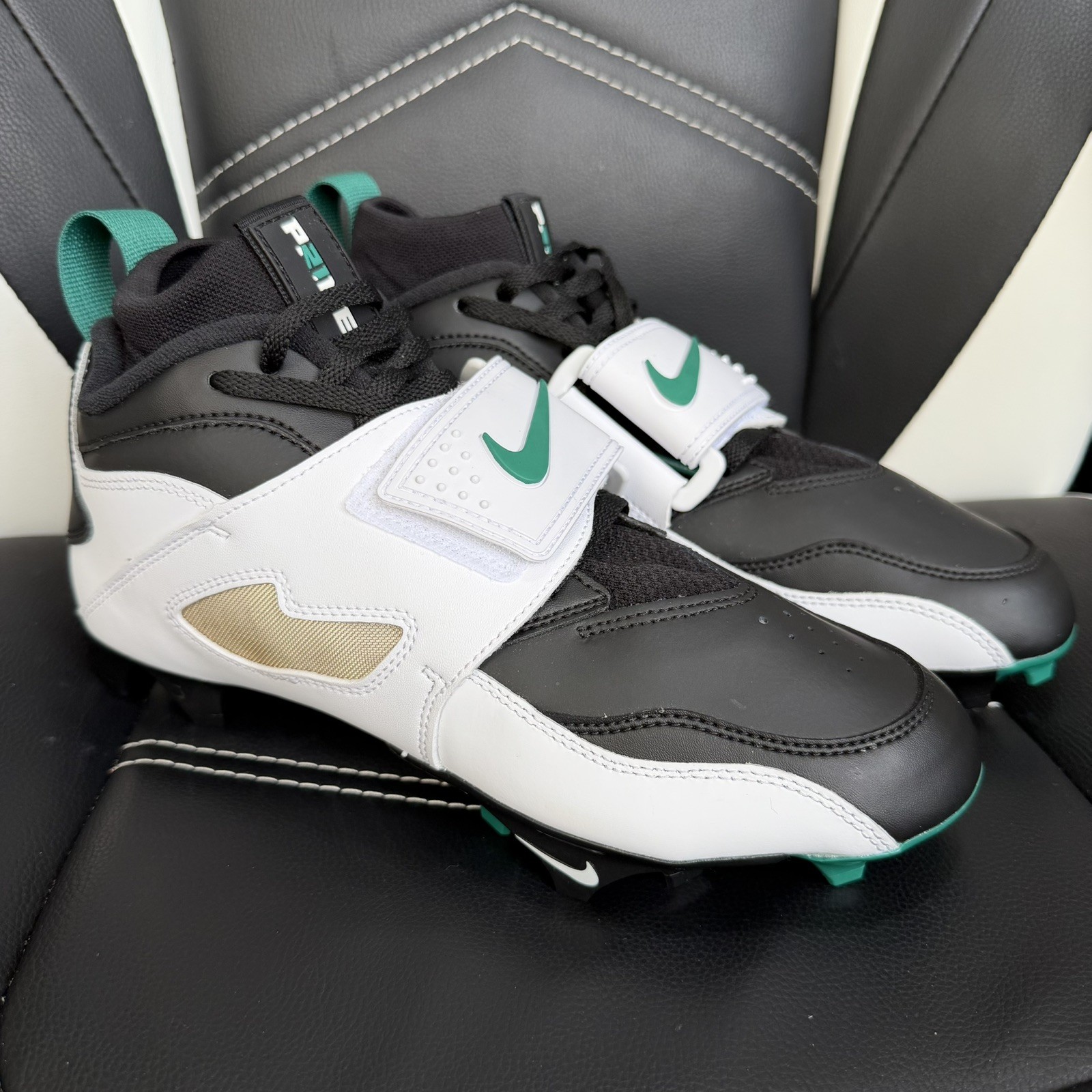 Nike Air Diamond Turf 93 TD Emerald Football Cleat White Black Mens 8 HF5298-102